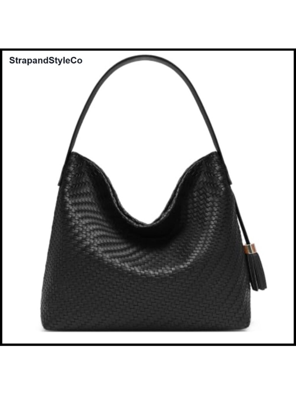 Woven Faux Leather Tote Bag Slouchy Shoulder Crossbody Large Purse